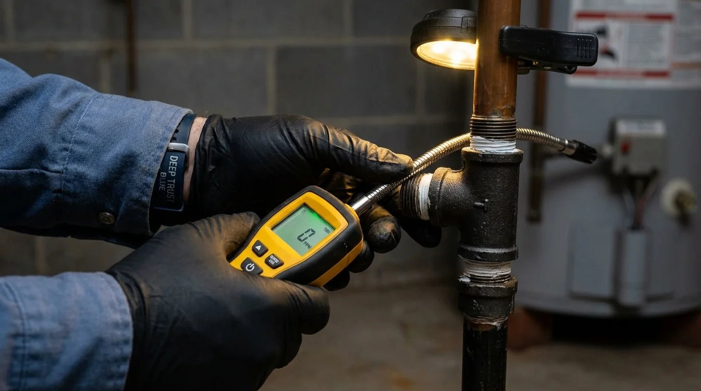 Gas leak detection with electronic sniffer by Johns Plumbing LLC in Mount Angel