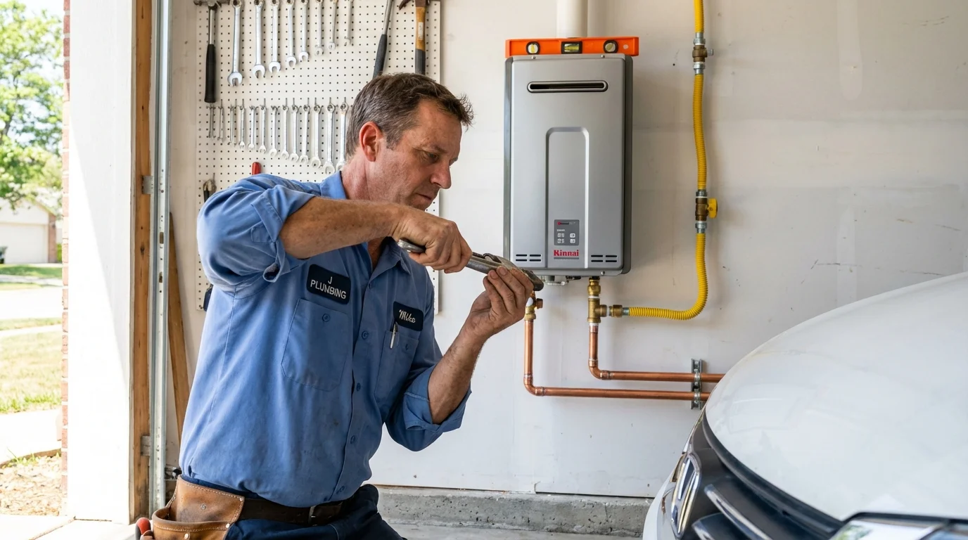 Tankless water heater installation by a Johns Plumbing LLC plumber in Mount Angel